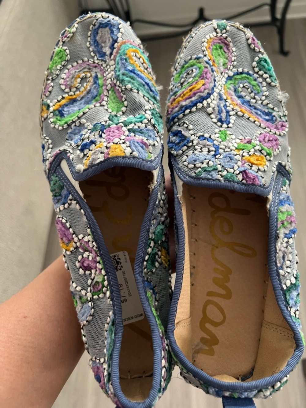 Sam Edelman Beaded Embroidered Espadrilles Multicolor Boho Slip-On Flats Size 11 - Picture 14 of 16